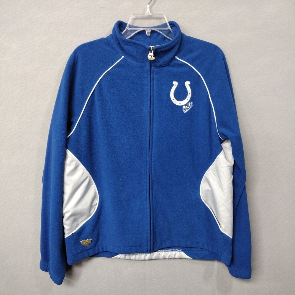 Reebok Women Large Jacket Blue Indianapolis Colts NFL Fleece Vintage Zip Up